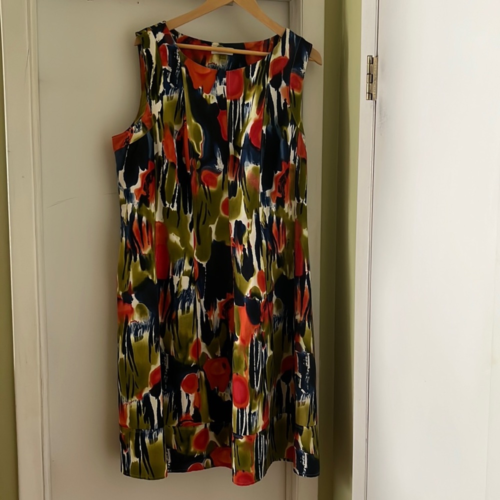 Calvin Klein Dress, Multicolored Orange/Green/Blue, 18W